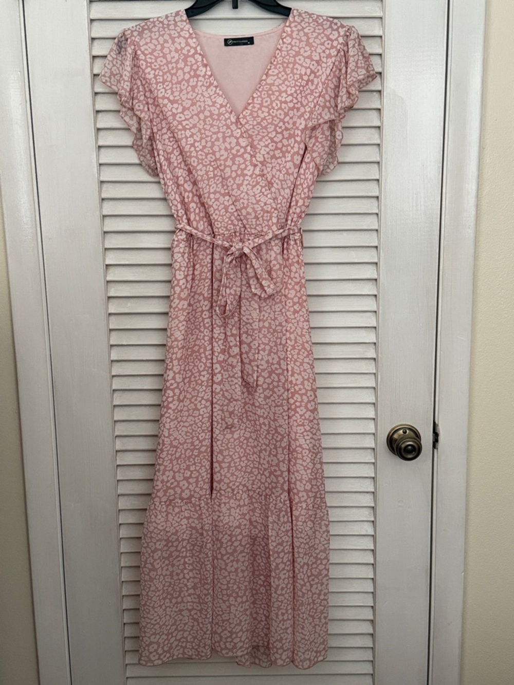 Pink Printed Wrap Maxi Dress with Tie Waist